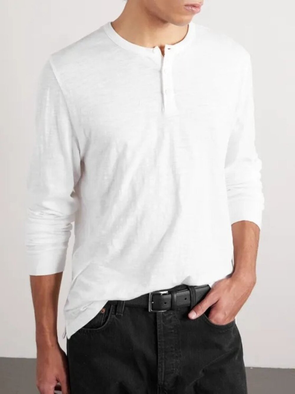 Onia Mens White Long Sleeve Henley Shirt Cotton Blend M New With Tags - Picture 4 of 10